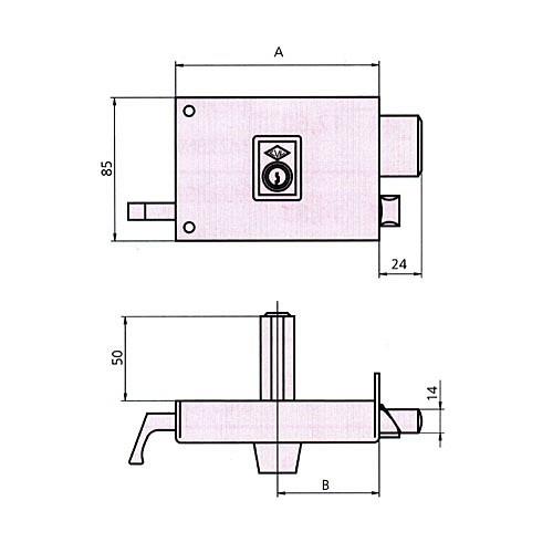 Cerradura sobreponer CVL 125A 14 izquierda HE PF