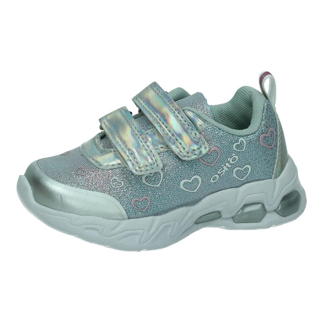 Deportivos marca CONGUITOS para niña en color plata. TENIS DE LUCES OSITO