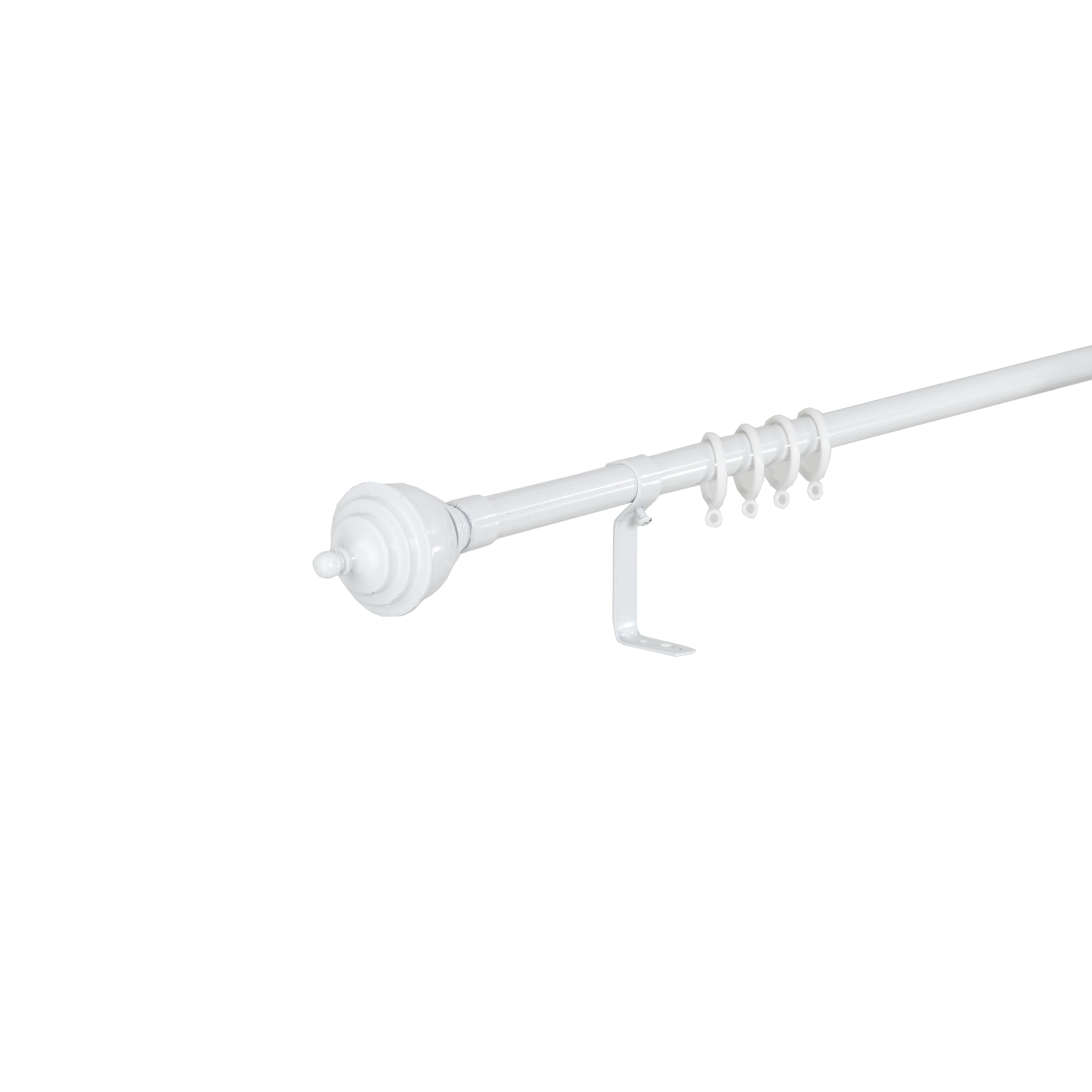 Barra Forja Extensible  de Cortinas con terminales Bola Marrón,Diámetro 19mm ,Barra Cortinas con Soportes y Anillos de Plásticos para Salón o Dormitorio