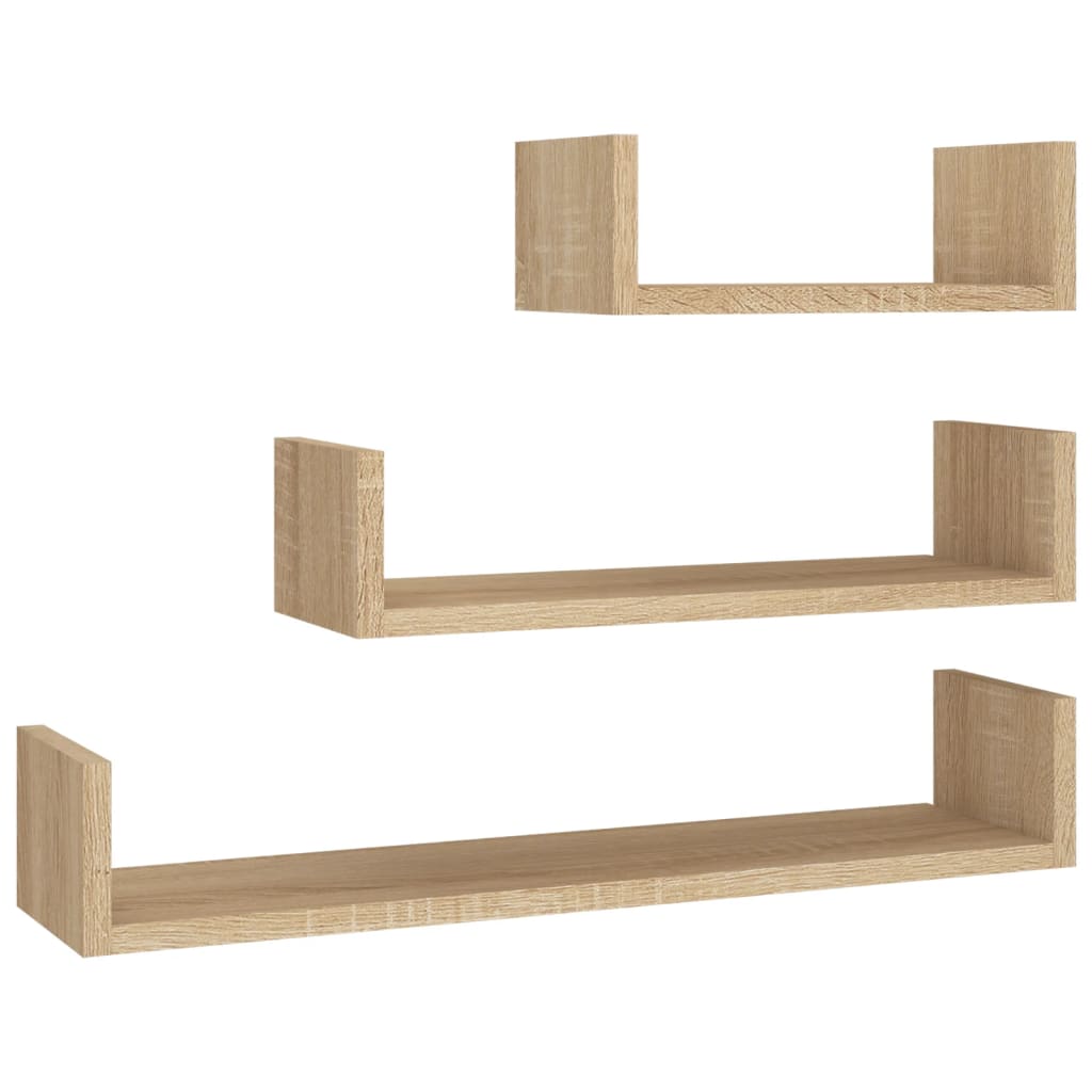 Vidaxl Estantes de Pared 3 Piezas Madera Contrachapada Blanco, Negro, Gris y Más