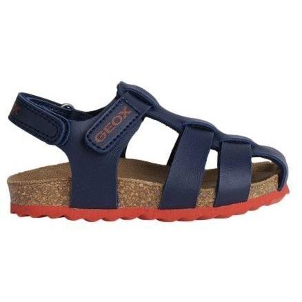 Sandalias Geox respira azul y rojo cierre de velcro cangrejeras Geox con suela bio plantilla de piel