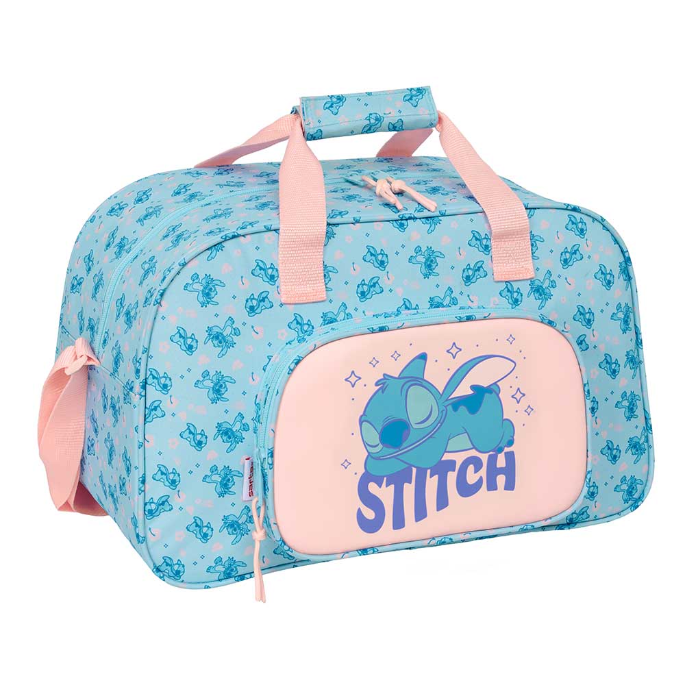 SAFTA | Saco Deportivo Disney Stitch Ohana 40 x 24 x 23 Cm (22,1 Litros), Bolsa de Deporte Infantil y Juvenil con Bandolera Ajustable y Asa Forrada, Bolsillo Frontal Grande, Cremallera Doble Tirador, Base con Tacos