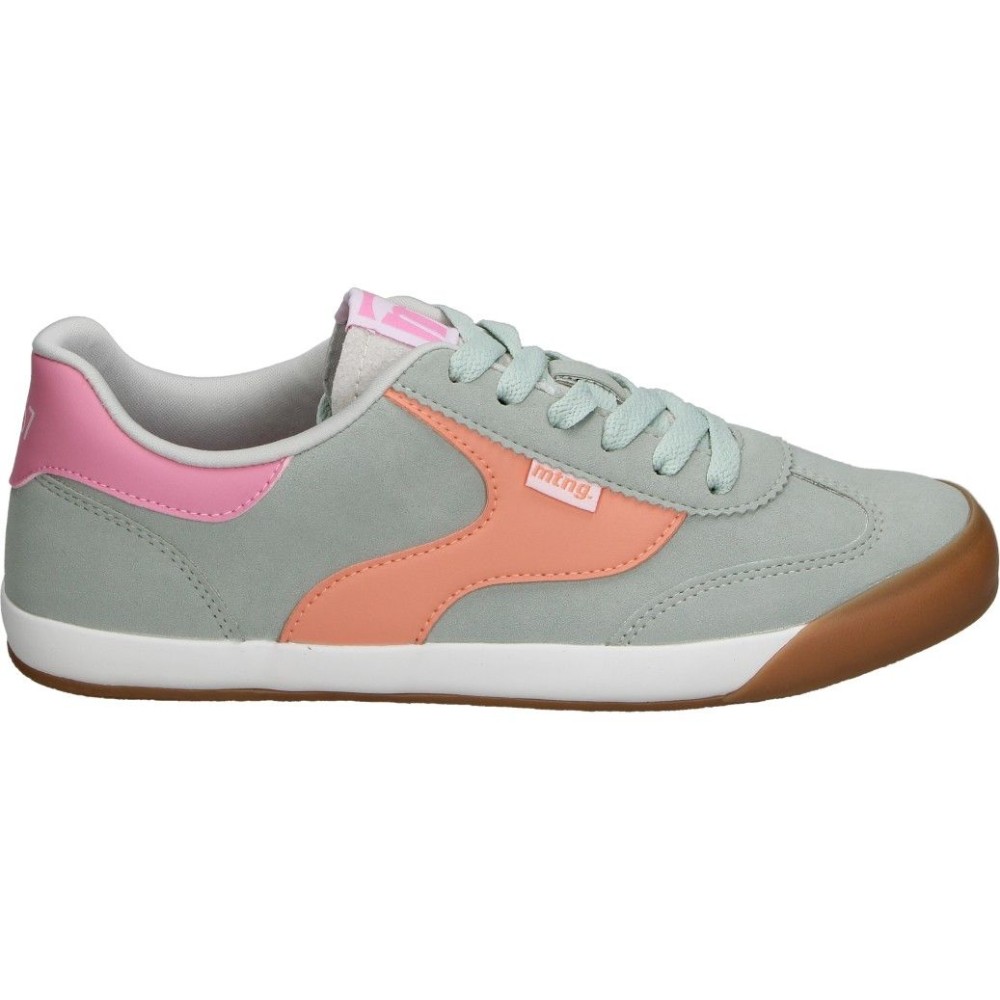 MTNG | Zapatillas Casual Mustang Court para Mujer – Deportivas en Color Verde con Detalles en Rosa y Naranja – Sneakers con Cordones – Plantilla Starfit – Cómodas y Versátiles – Vegan – Modelo 60940