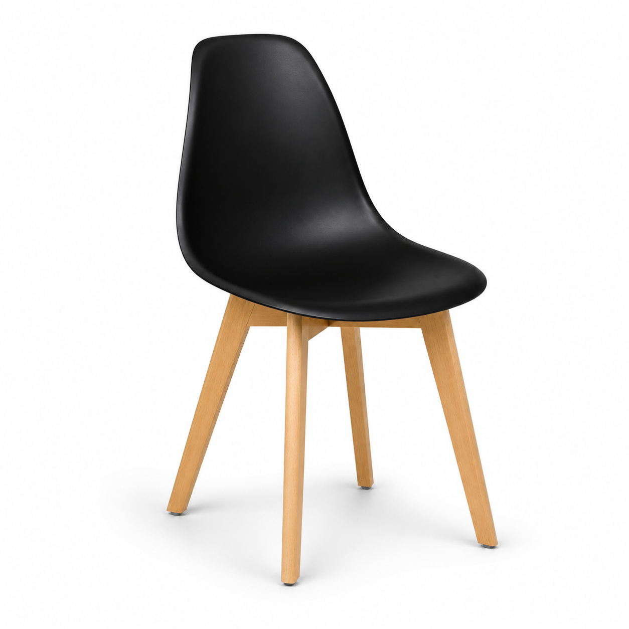 ORION91® - Silla de comedor Ara negra, asiento de polipropileno y patas de haya, 83 x 46 x 55 cm, estilo escandinavo, uso interior - spaziOrion91