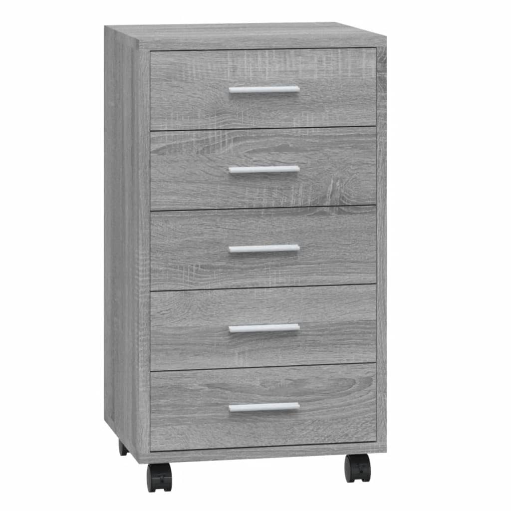 vidaXL Cajonera con ruedas madera contrachapada