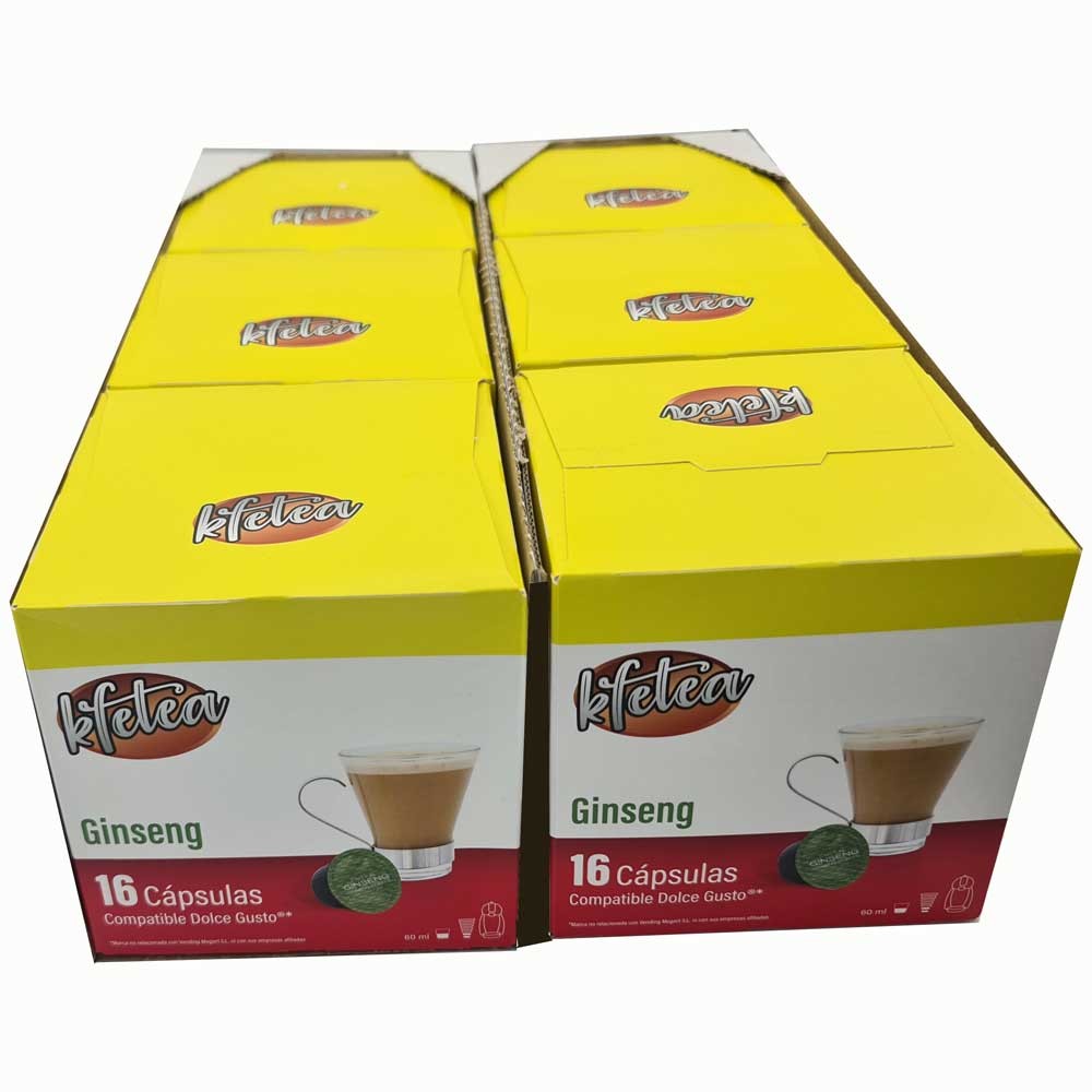 Kfetea - Ginseng. 128 Capsulas Compatibles Dolce Gusto (Formato 8x16 uds). Extra Sabor y Energía. Alta Calidad