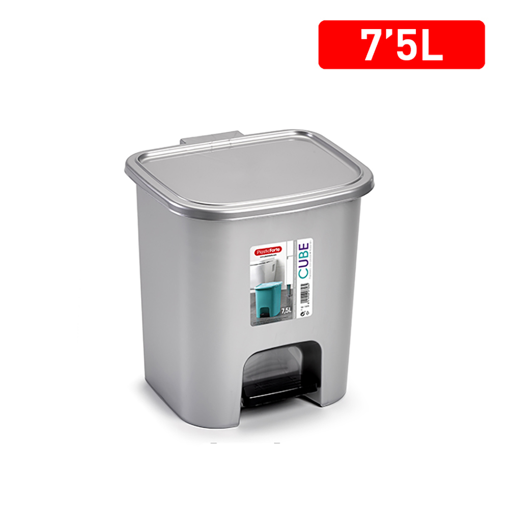 Cubo de Basura con Pedal 7.5L | Papelera Compacta de Varios Colores 24x22x25,5 cm | Plastic Forte | POPPY&MARTI