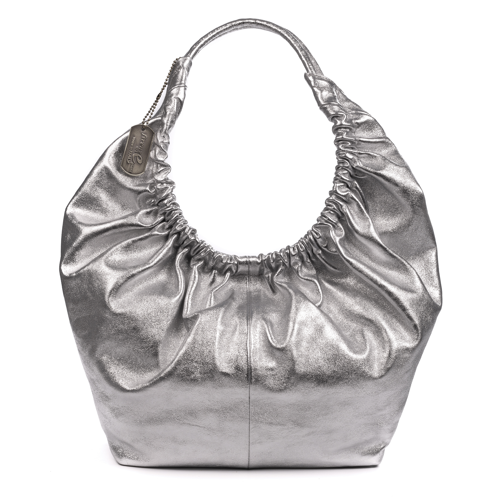 FIRENZE ARTEGIANI Arzignano bolso de hombro piel auténtica laminada asa grande acolchada 38x14x26cm