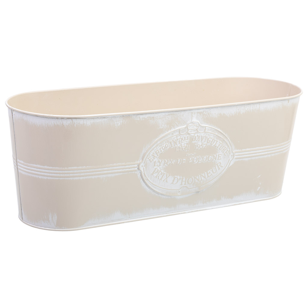 Wonderlust Deco - Barreño de metal blanco 41x14,5x14,2h cm Blanco 41x14,5x14,2h cm