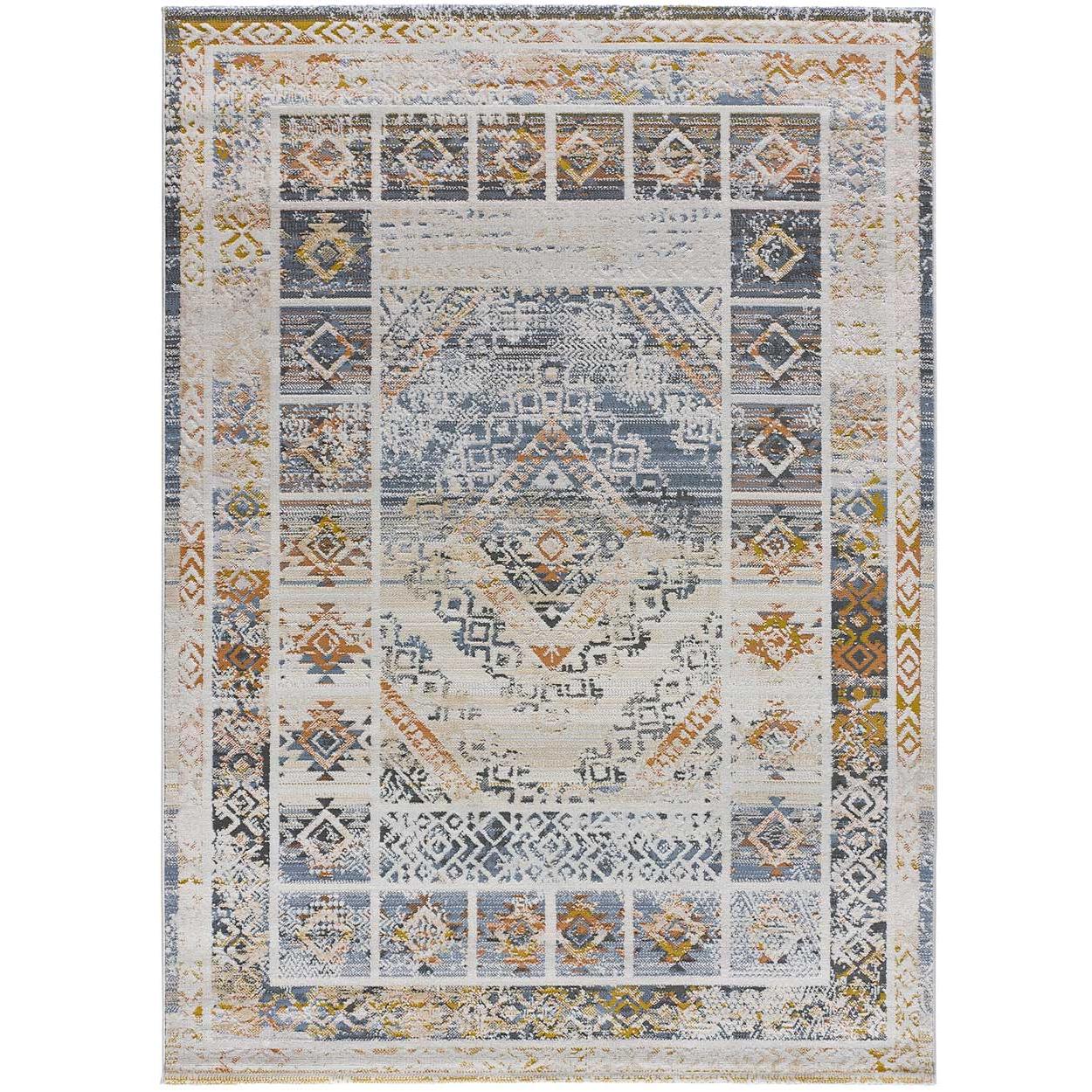 ATTICGO Alfombra de Interior Estilo Mosaico en Multicolor - Kilis 3223 | 77X150, 115X170, 134X200, 154X230, 192X290 cm