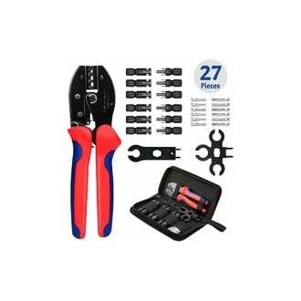 CA Kit de herramientas de crimpado solar  Lilaris con cable fotovoltaico de 2,5/4/6,0 mm² para panel solar y 1 par de conectores macho y hembra (27 unidades)