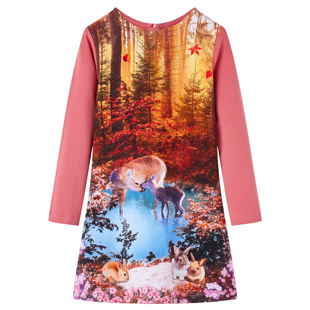vidaXL Vestido infantil de manga larga rosa 116