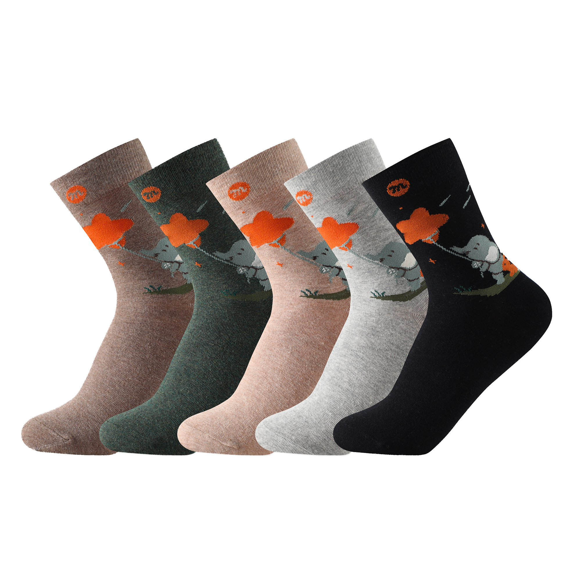 Calcetines de mujer Balseti. Pack con 5 pares de calcetines estampados de caña alta con motivos alegres en colores. Talla única, válidos para las tallas de la 35 a la 41.