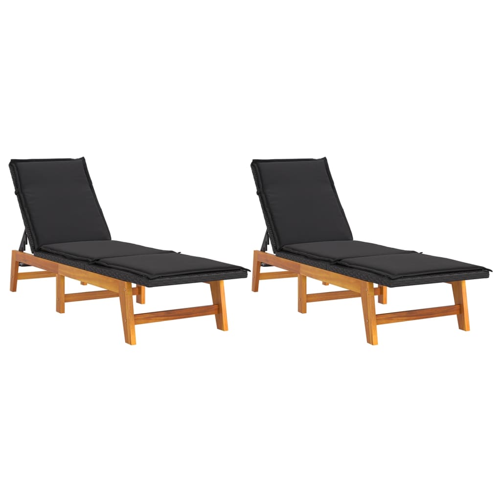 Vidaxl Tumbona Ratán Sintético Madera Maciza Acacia