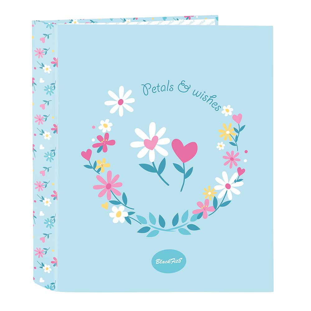 SAFTA | Carpeta de Anillas Blackfit8 Pétalos para Niña y Adolescente, Carpeta Escolar Folio con Tapas Duras Forradas, 4 Anillas Redondas 40 mm, Lomo Ancho 60 mm, Licencia Oficial, Vuelta al Cole