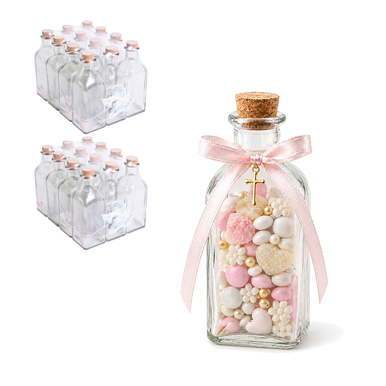 alessandro - Botellas de cristal con tapón de corcho natural, reutilizables y fáciles de limpiar, para agua, zumos, licores o kombucha
