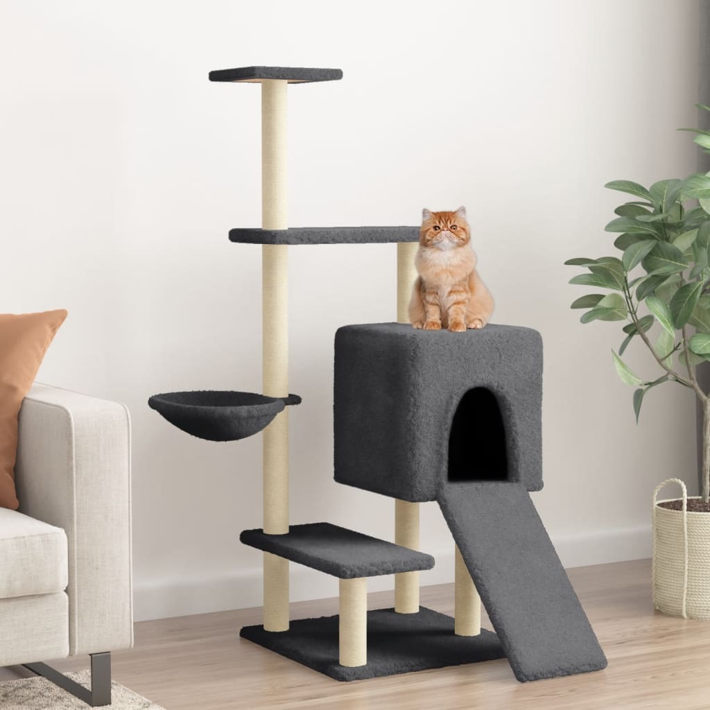 vidaXL Rascador para Gatos con Postes de Sisal Árbol Torre de Escalada Color Crema, Gris claro, Gris oscuro y mas