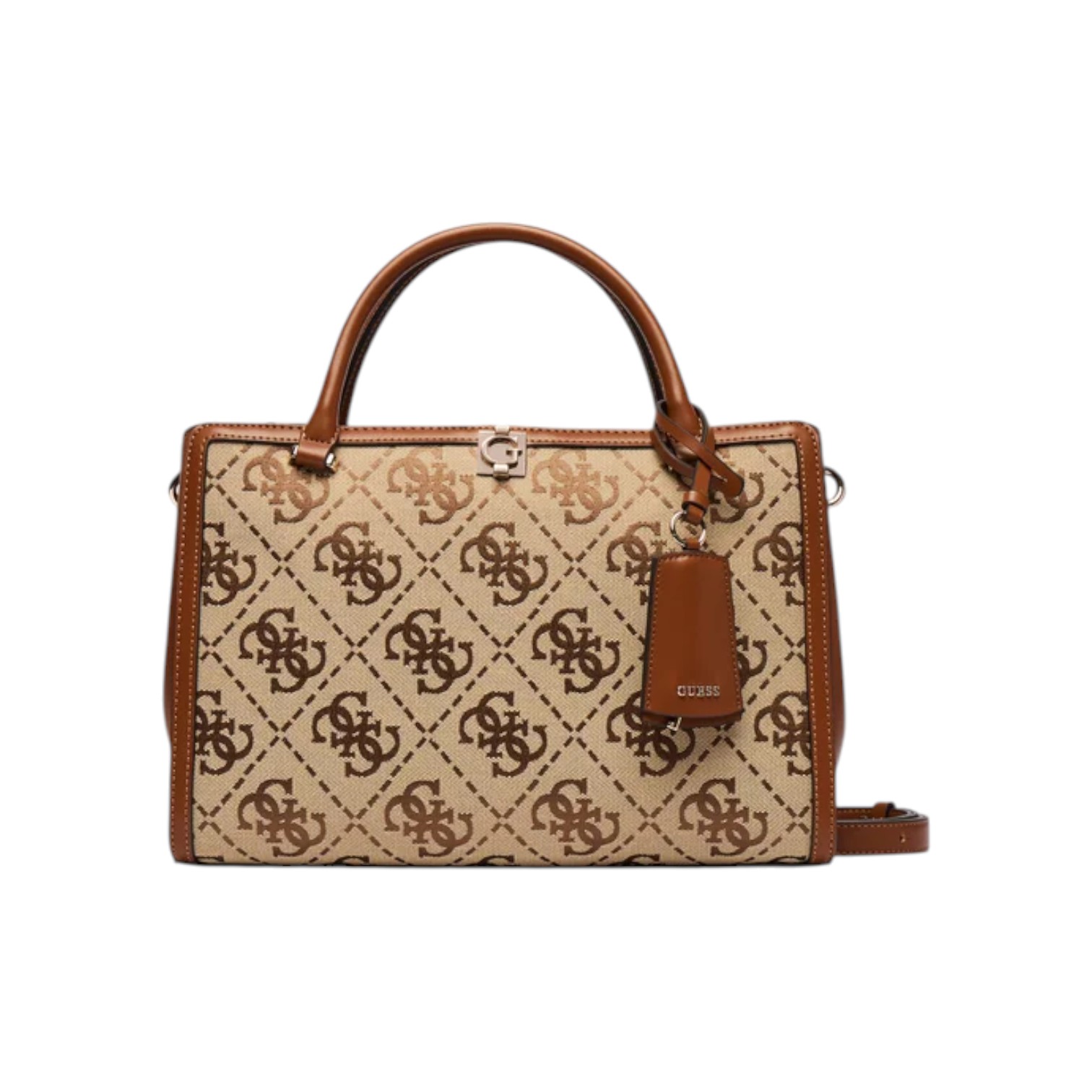 Shopper Donna Guess Audrey Con Tracolla 4 G Logo Leather Latte Beige