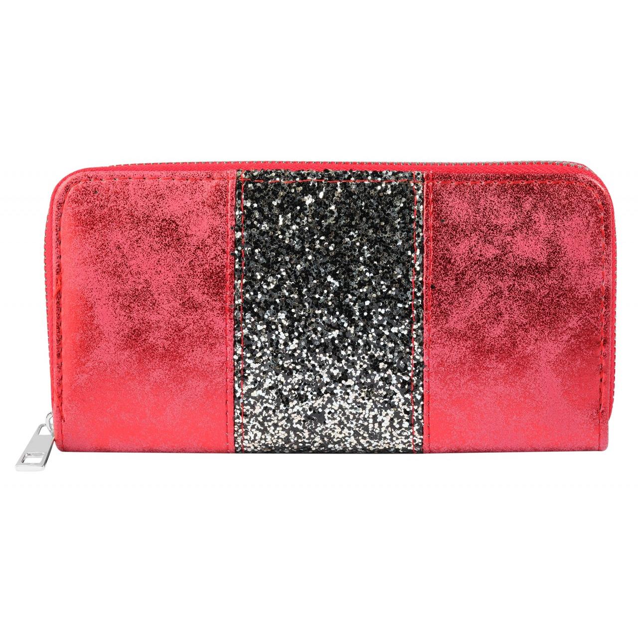 Mestre Artesão® Cartera Mujer Vermelha com Brilhantes em Pele Sintética - 0034