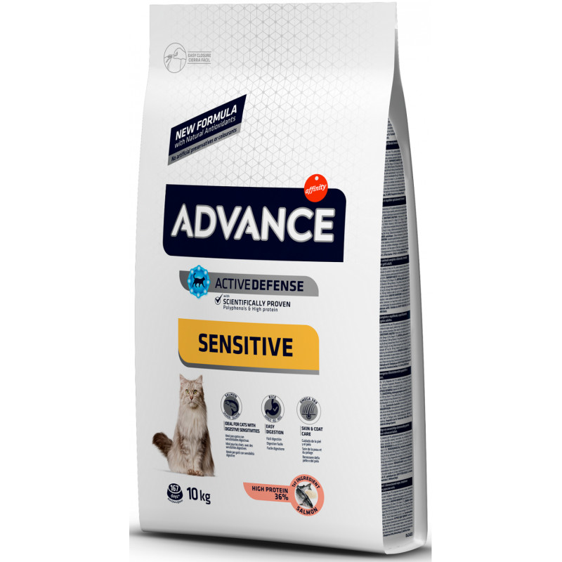 Advance – Pienso para gatos Advance Adult Sensitive salmón y arroz. 10 Kg