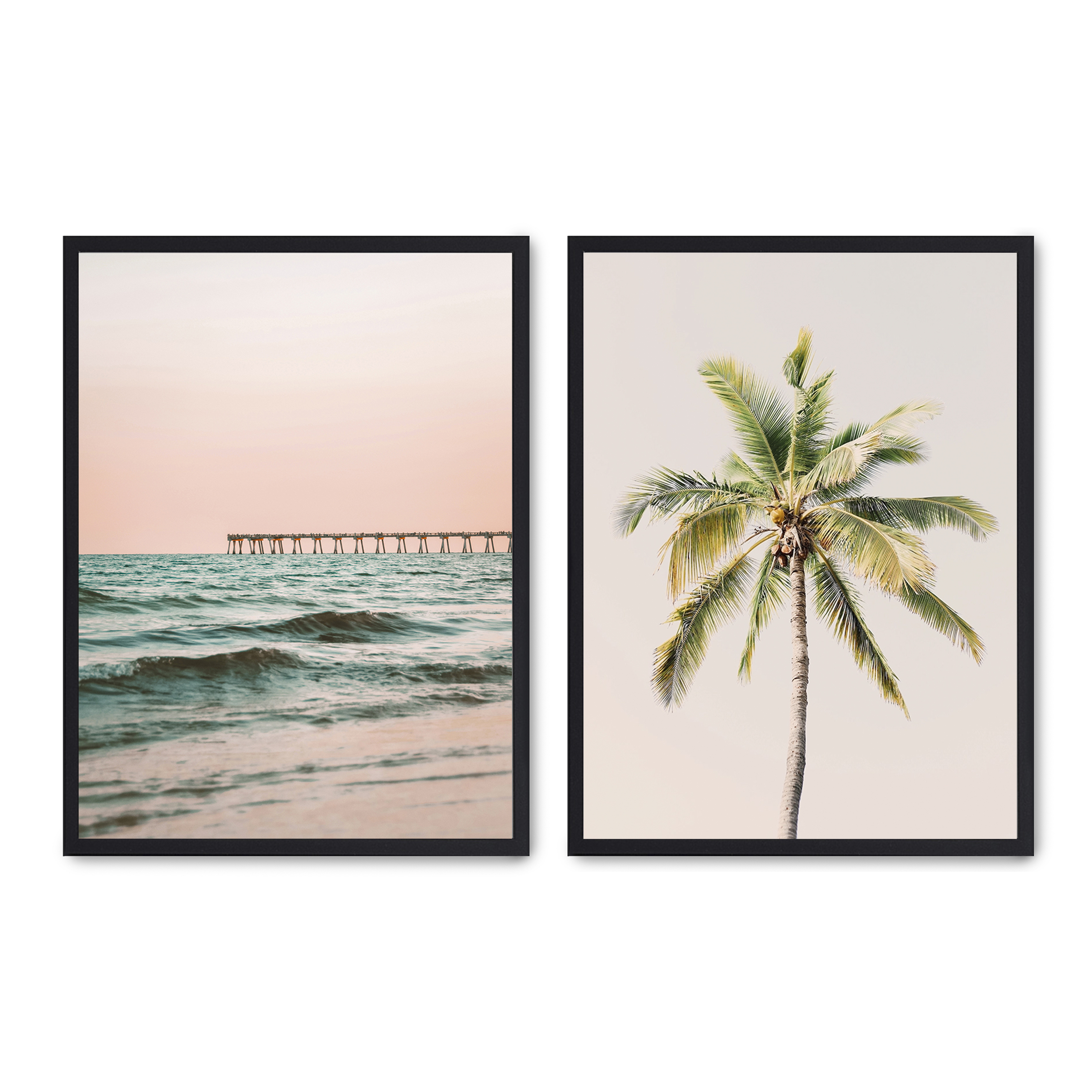 Set compuesto por dos cuadros con marco negro 30x40cm, Póster impreso en papel de calidad premium de 180gr, montado en marco de madera MDF con acabado en color negro, SETS