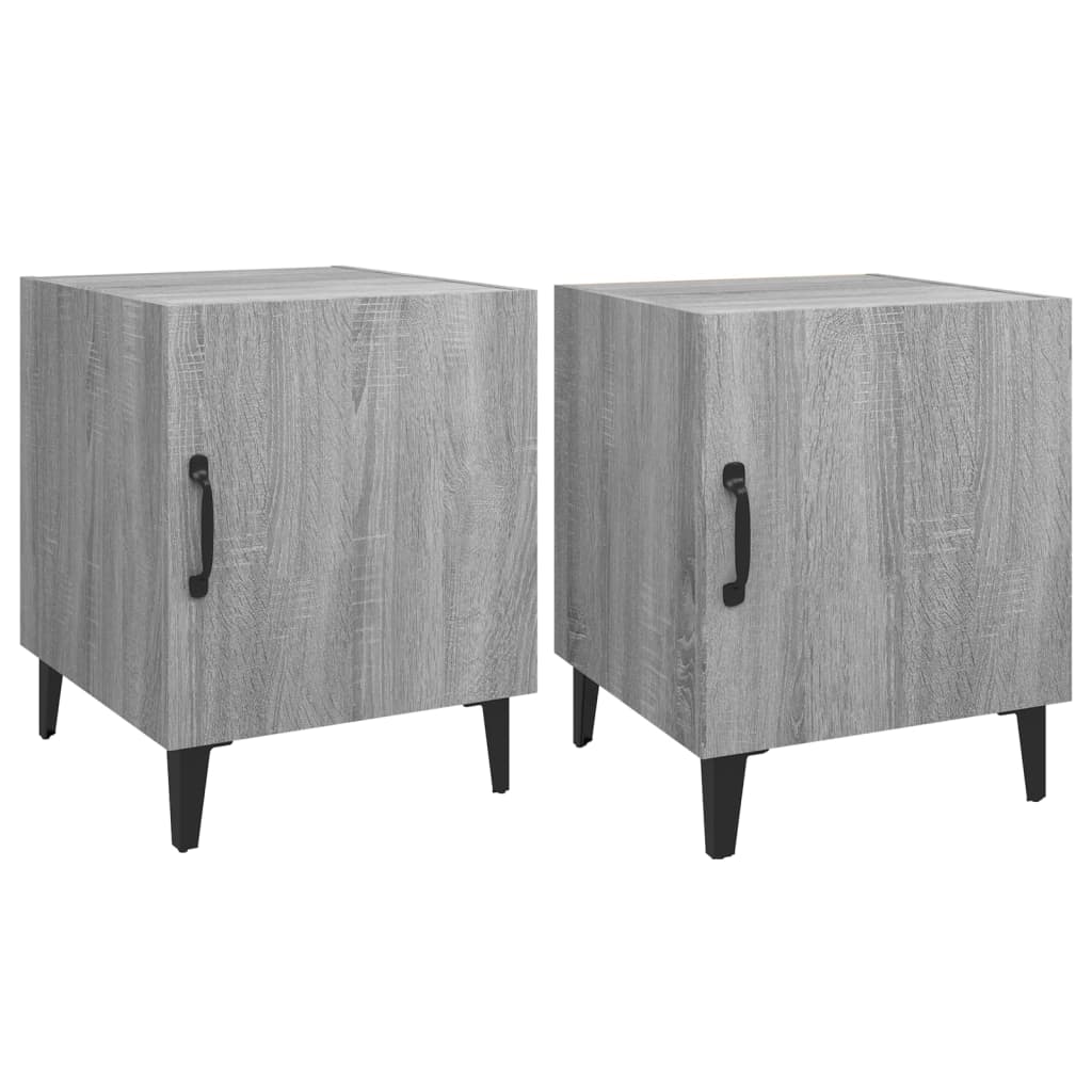 Vidaxl Mesitas de Noche 2 Unidades Madera Contrachapada Blanco, Negro, Roble Sonoma y Más