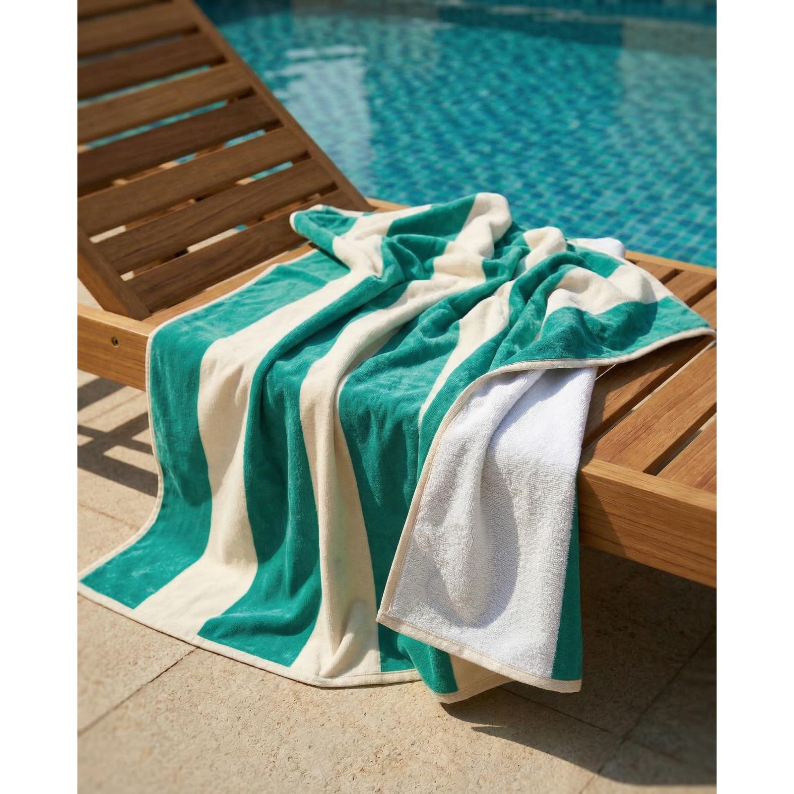 Toallas de Playa Grandes 100% Algodón 100x170 cm - Toallas Rayadas XXL Suaves y Absorbentes con 4 Diseños Modernos Playa y Piscina- Mommata