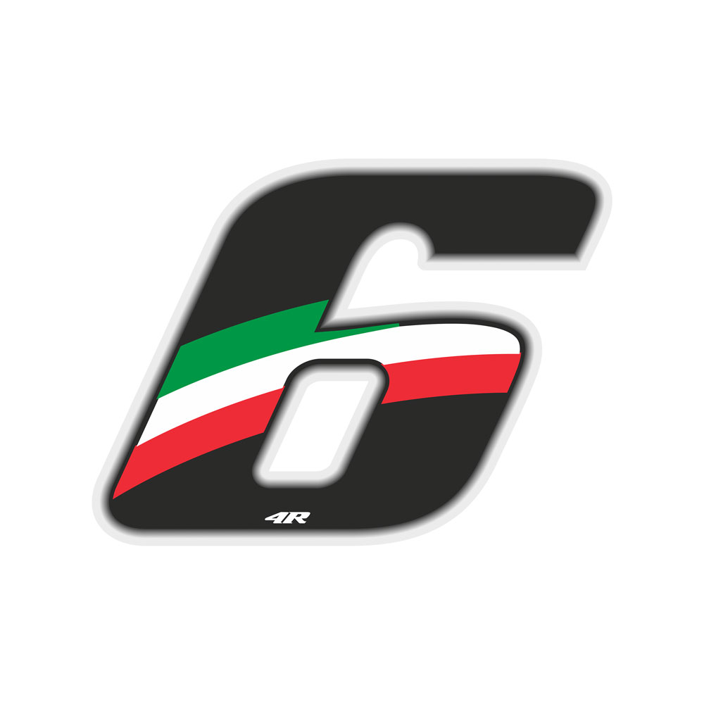 Pegatina Race Number for Motorcycle "6" Tricolor 65x85mm