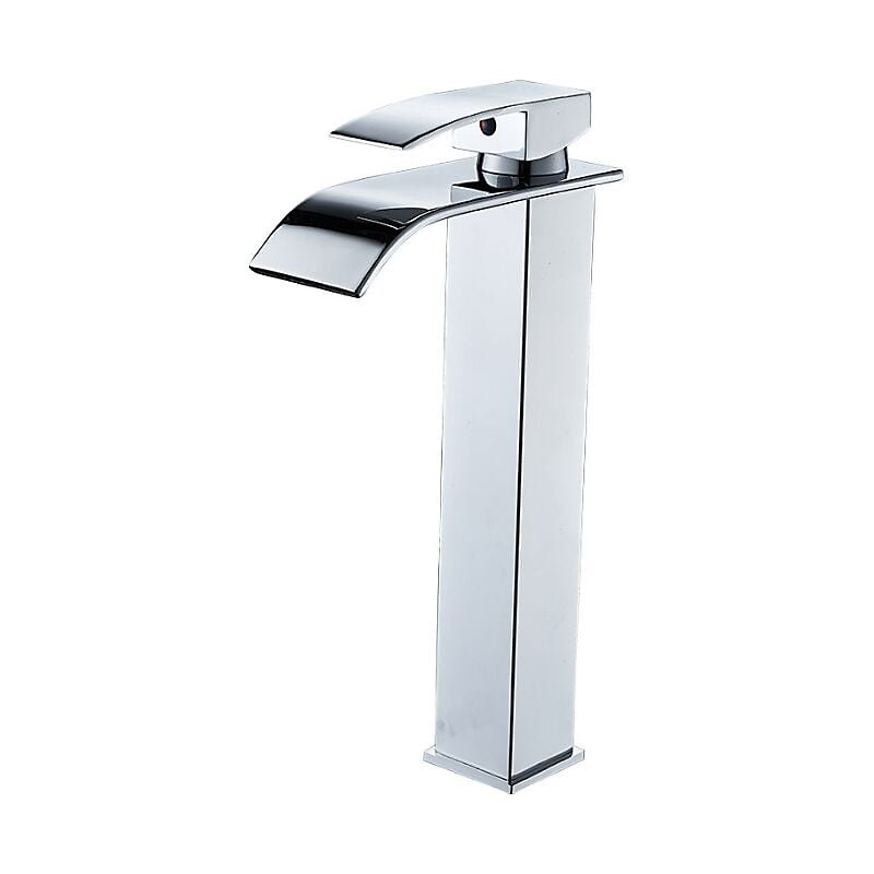 CA Grifo de baño con cascada de latón y caño alto, mezclador de lavabo, grifo cromado para fregadero, diseño moderno