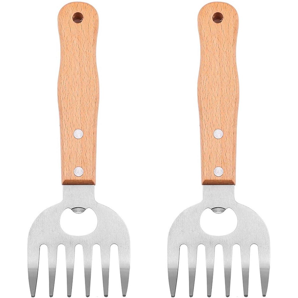2 piezas de garras desmenuzadoras de carne de acero inoxidable para barbacoa, garras de oso, manipulador de carne, tenedores trituradores para cerdo desmenuzado, pollo, ternera, etc.