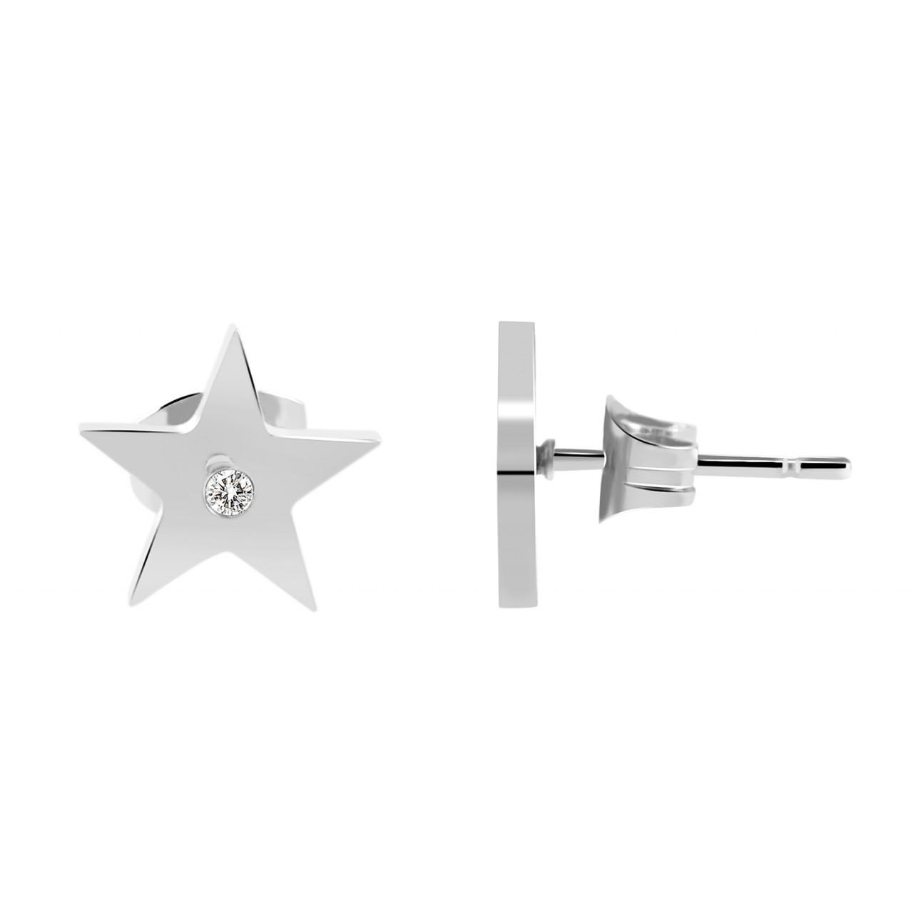 Akzent® Pendientes Estrela Prateados em Aço Inoxidável - 0112