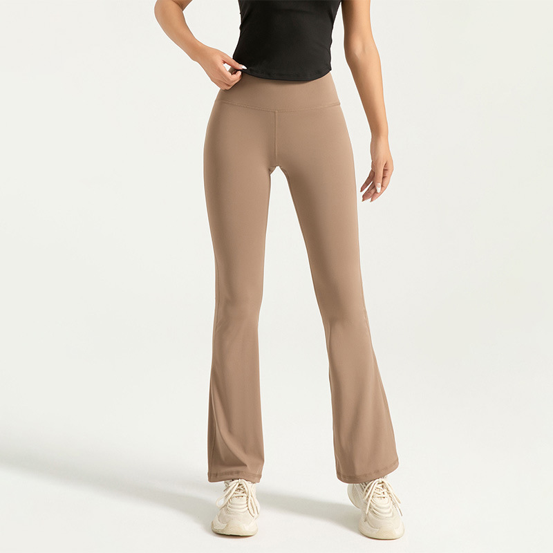 OmHome Pantalones acampanados de yoga con cintura alta y levantamiento de glúteos, medias deportivas transpirables sin costuras para fitness nude