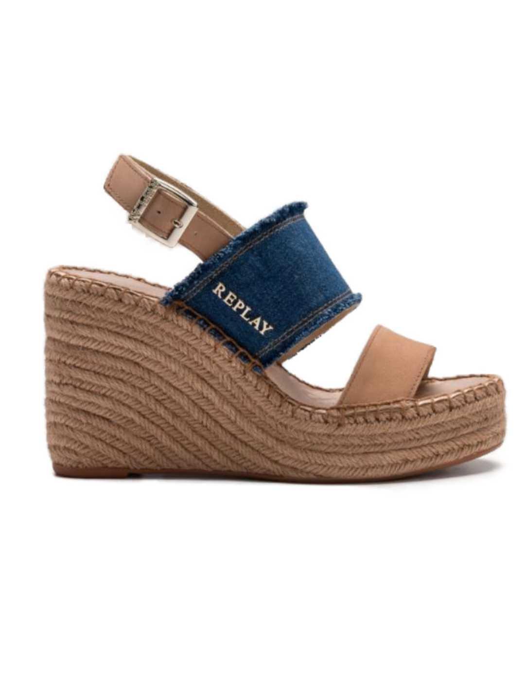 Cuñas Replay esparto denim para mujer