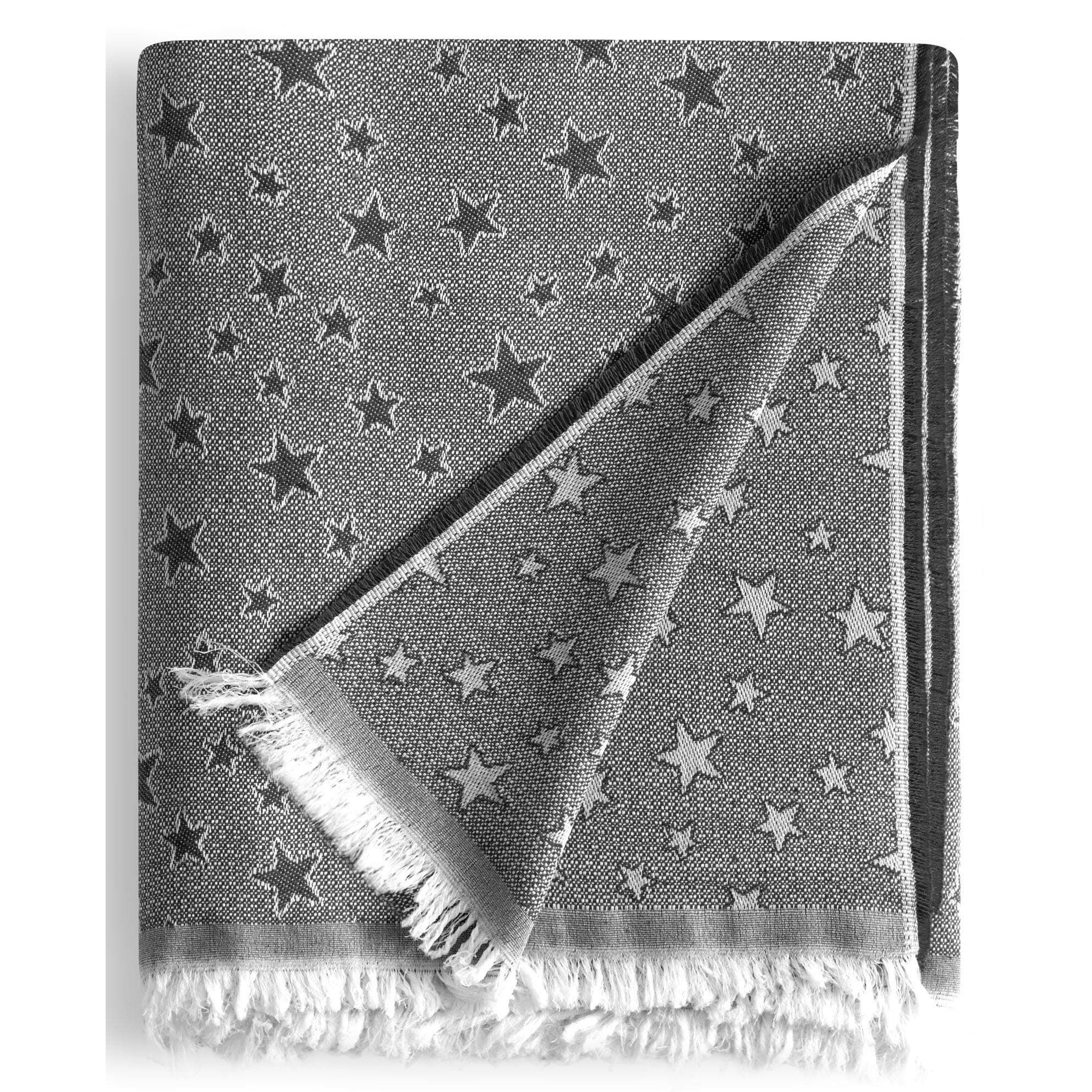 HIPERMANTA. Colcha foulard multiusos JACQUARD 225X285. Modelo ESTRELLAS para sofá 3 PLAZAS y CAMA 135 cm.