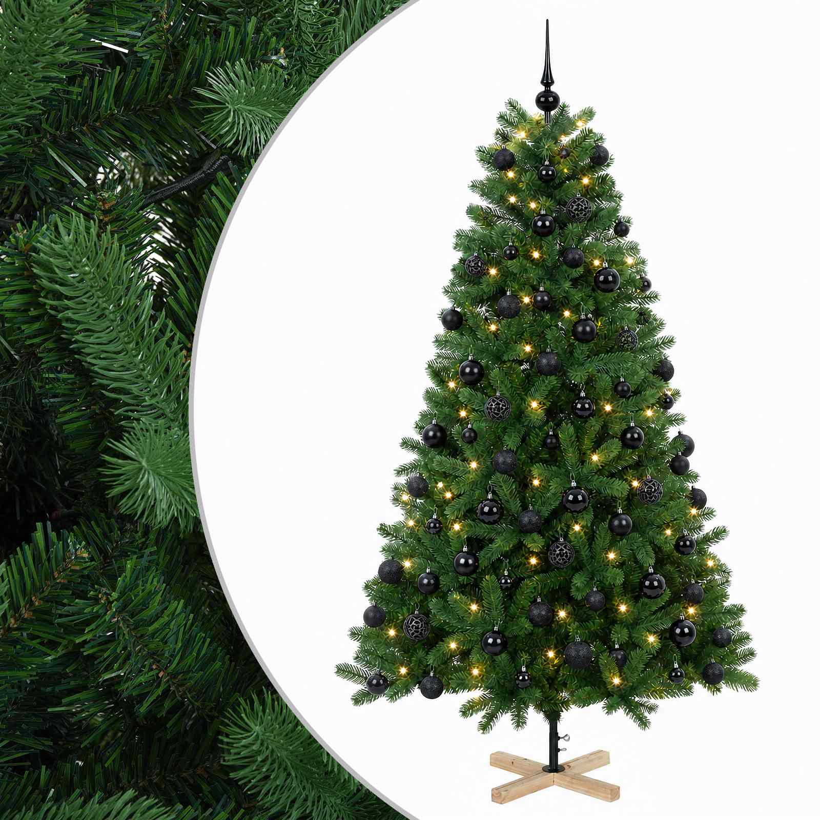 vidaXL Árbol de Navidad artificial con bolas 210 cm 300 LED