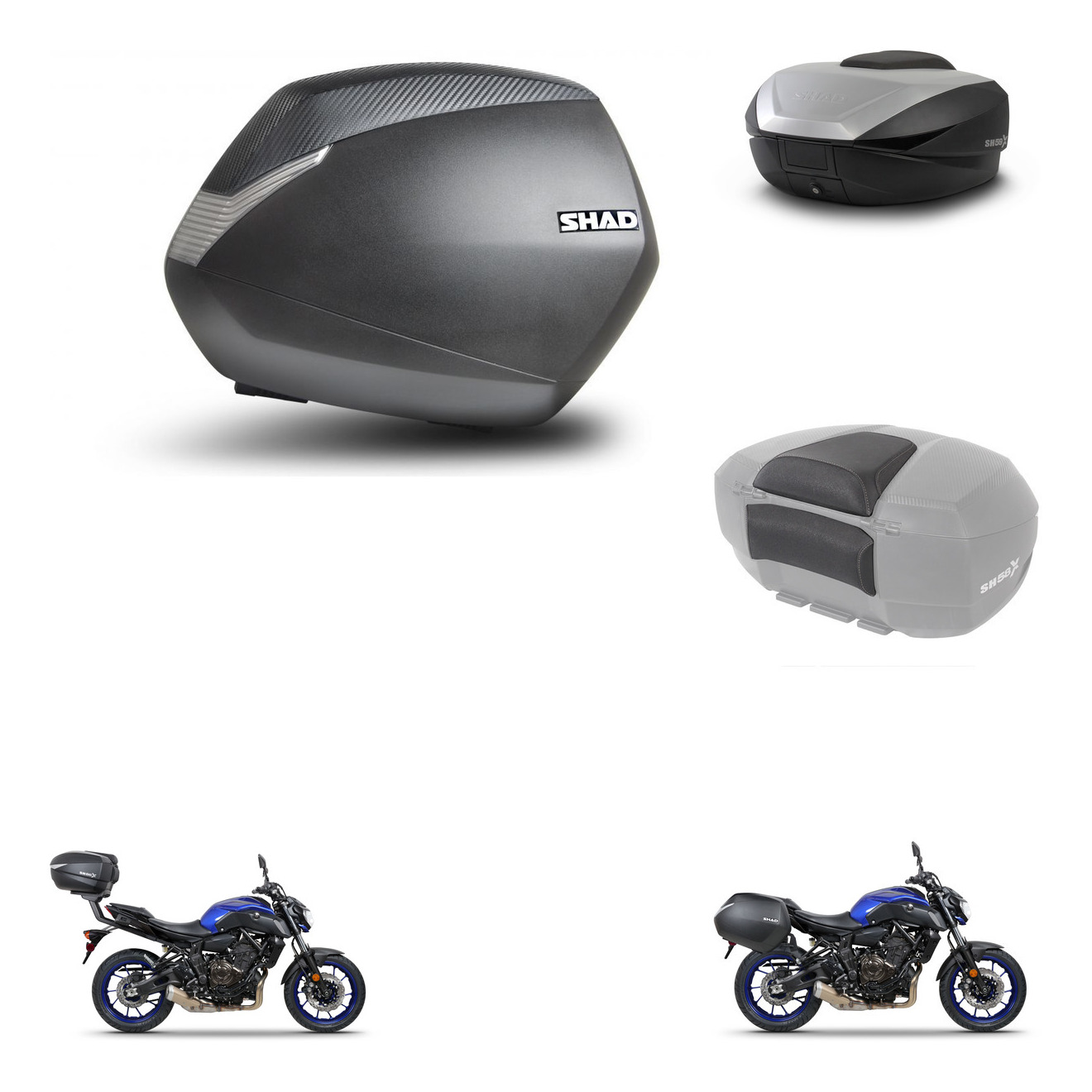 Baul Trasero + Maletas Laterales + Respaldo De Pasajero + Herraje 3P + Herraje Montaje Sh36 Sh 36 Sh59x Alu KIT-262954