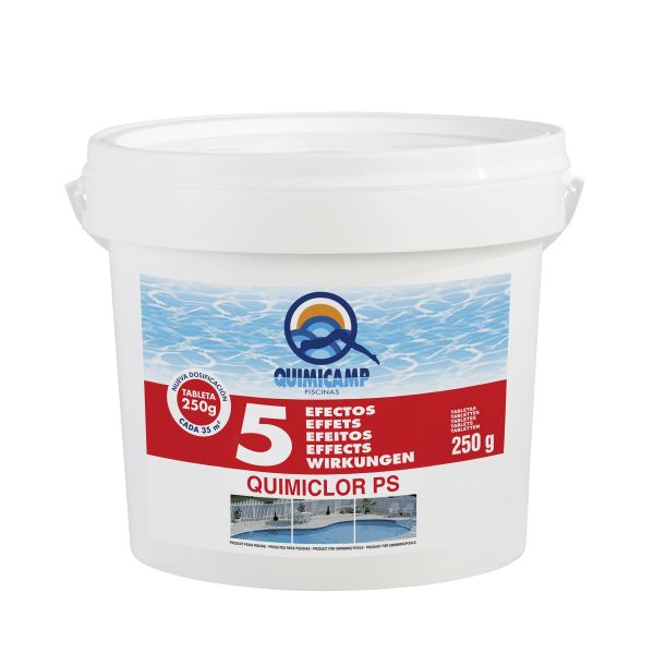 Quimicamp Quimiclor PS5 Efectos Tabletas - Tratamiento Completo del Agua de Piscina - 5 Kg