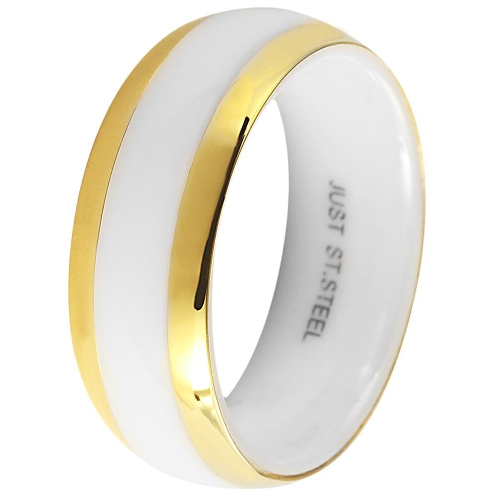 Just® Anillo Nesa em Cerâmica Branco e Dourado - 62