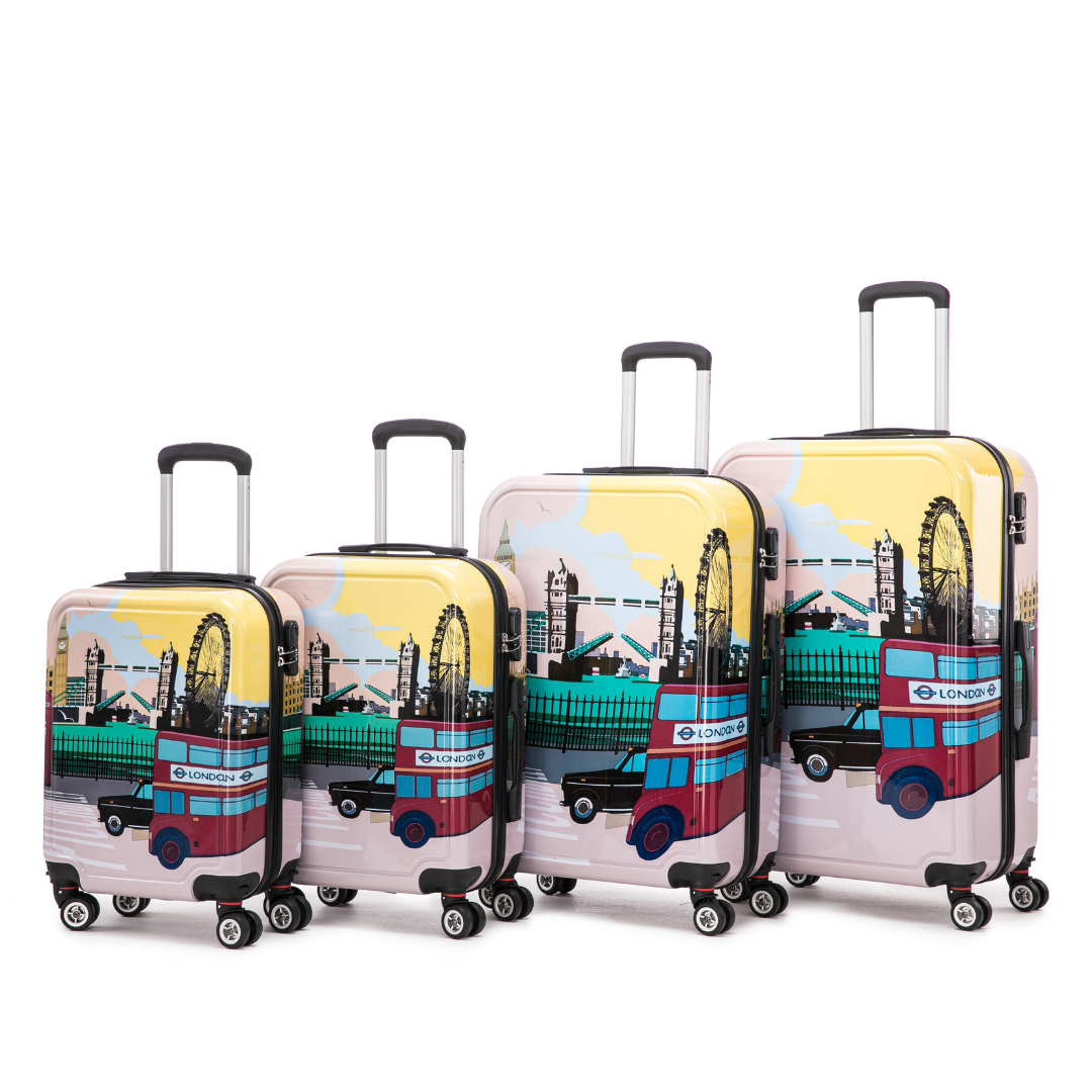Max Star Juego Maletas de Viaje 4 Piezas MS-1192 Estampado