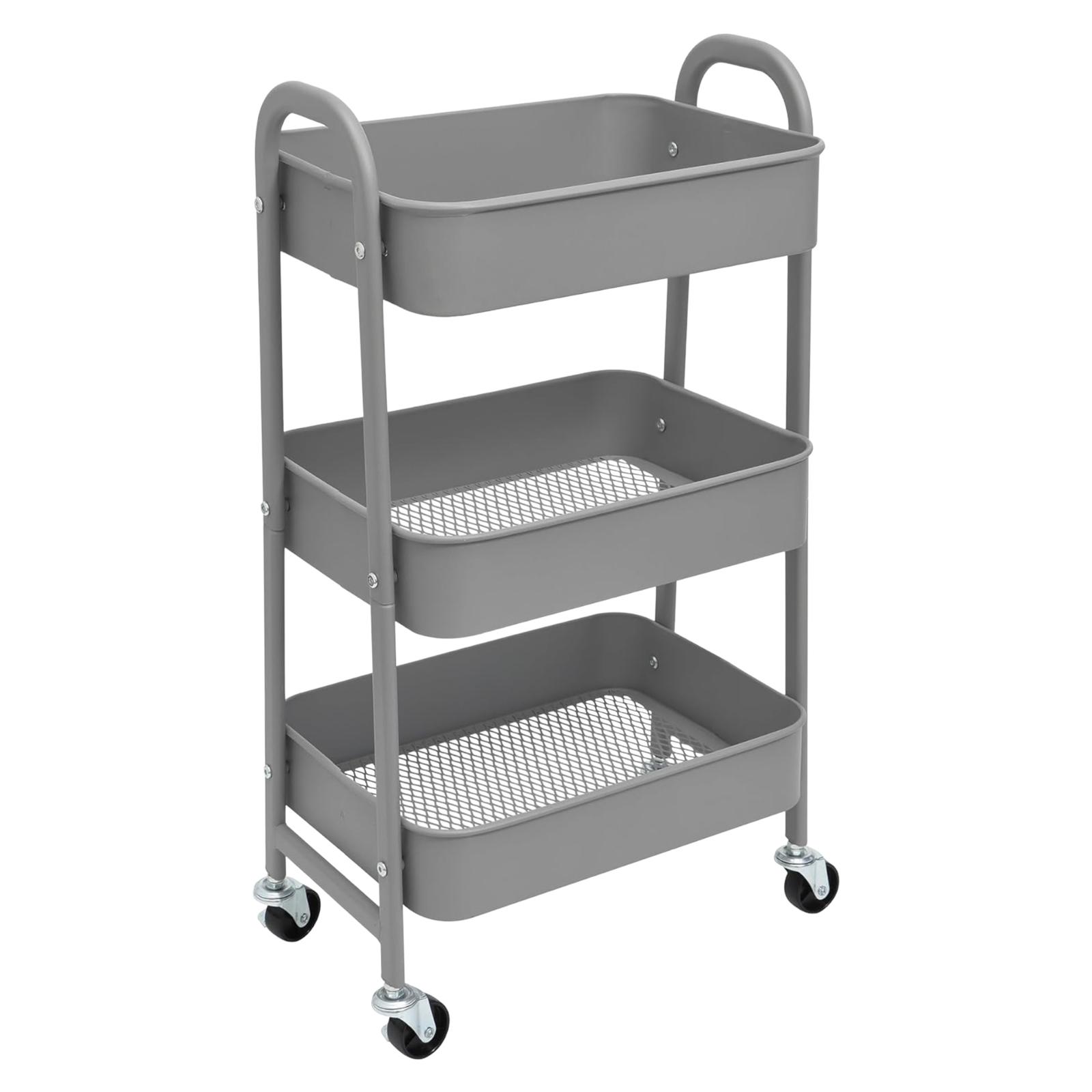 Carro de Almacenamiento Carrito Auxiliar con Ruedas Carro Cocina Carro Servicio Carrito Metalico con Ruedas 3 Niveles Carro Rodante Carro Organizador para Dormitorio Baño Oficina,Carrito de cocina o multiuso de tres niveles con rueda (FRUTA-002 1690 2090)