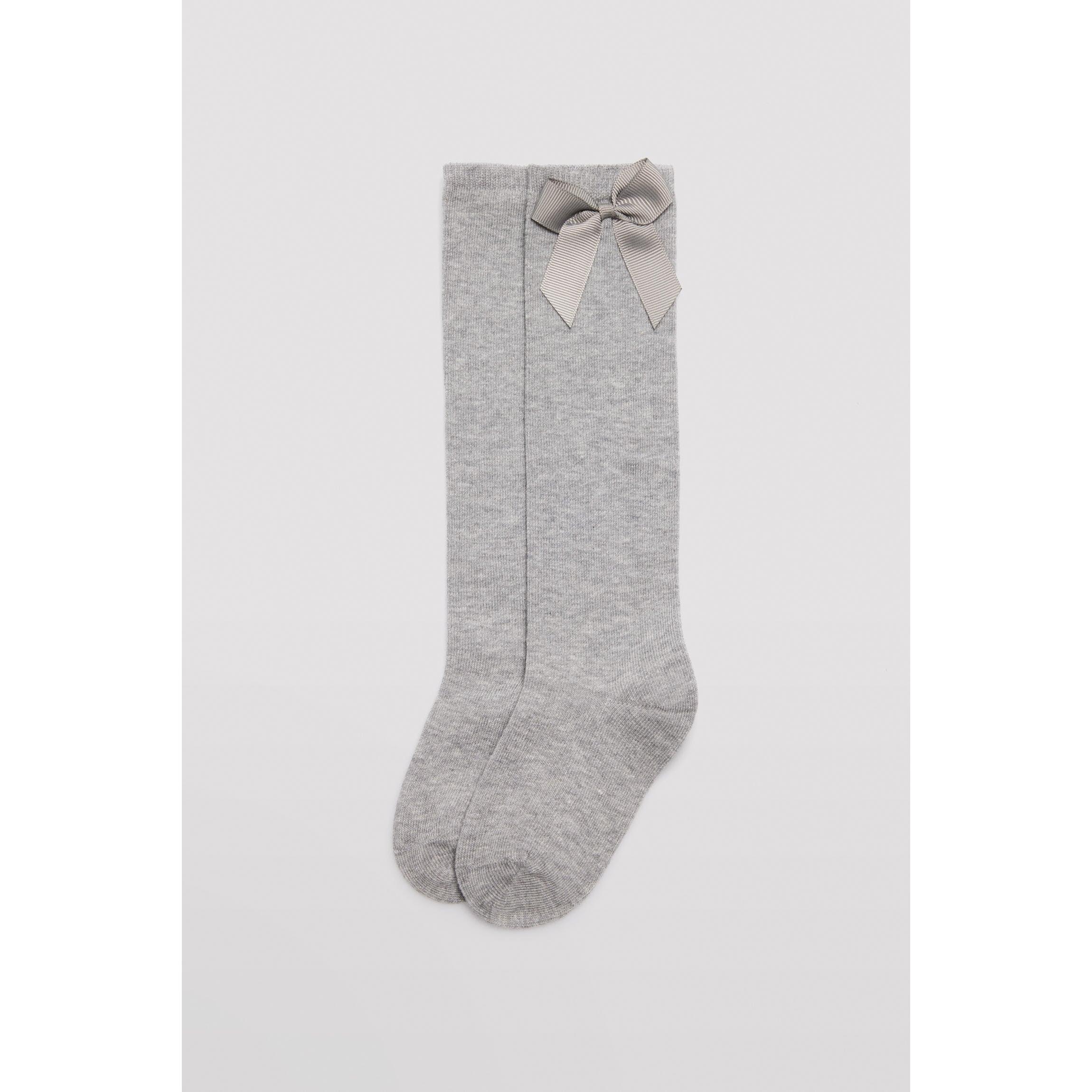 Ysabel Mora - Calcetín infantil largo detalle lazo gris