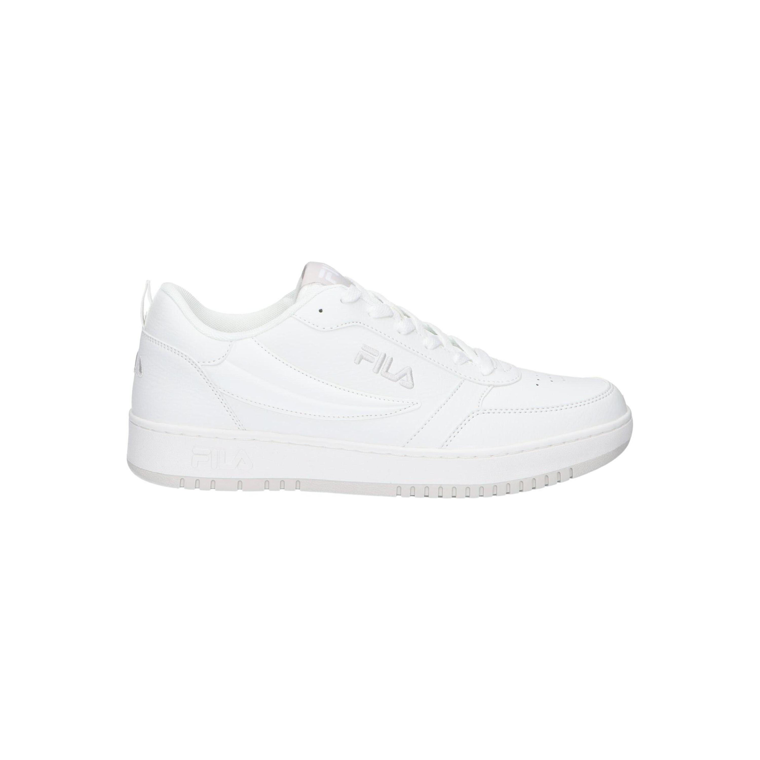 Fila White Sneakers for Men, lightweight synthetic leather, textile lining, lace-up, closed toe, rubber sole, perfect for casual and athletic activities, stylish men's sports shoes for spring and summer.