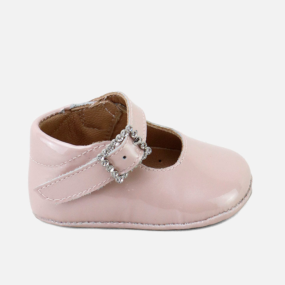 Merceditas bebe hebilla joya piel charol pearl nude Cucada | Eli 1957
