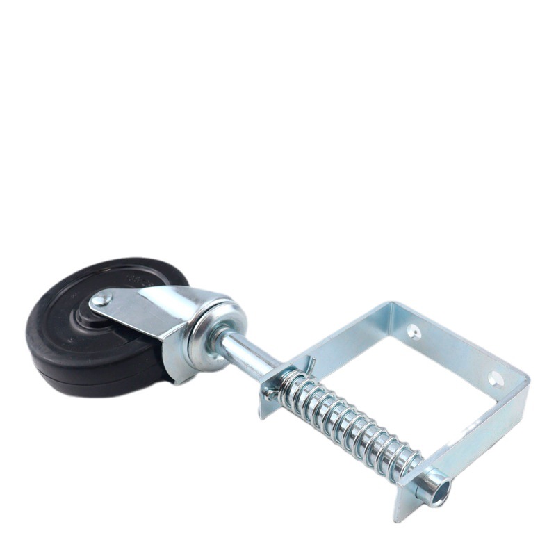 TK 4 Inch Heavy Duty Rubber Mute Spring Loaded Gate Door Caster Wheel (1 Pc, Black)