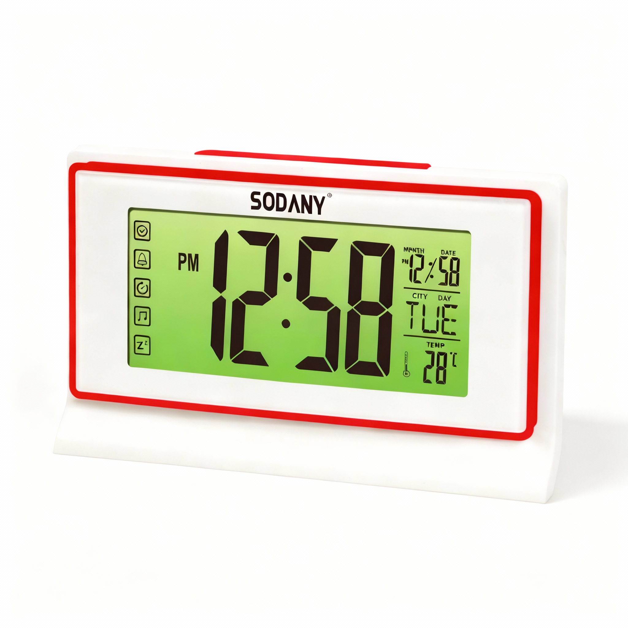 SODANY Despertador Digital LCD con Luz Nocturna por Sensor de Sonido Reloj de Mesa a Pilas con Temperatura y Calendario