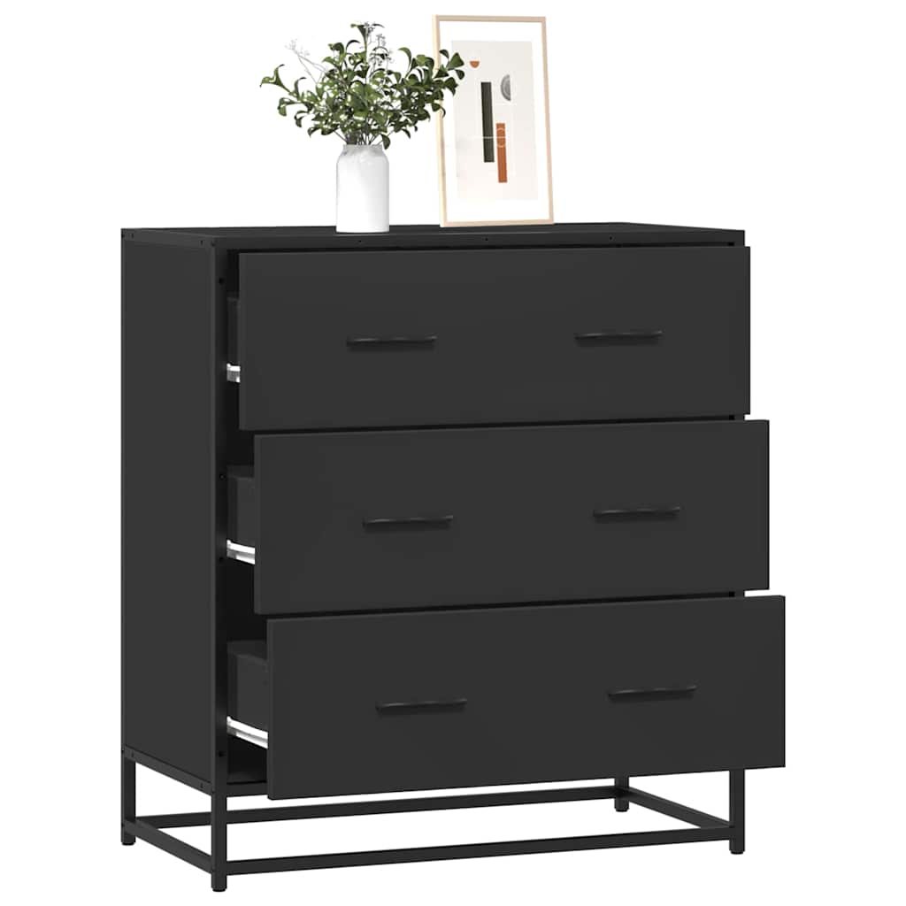 vidaXL Aparador de madera de ingeniería y metal 68x35x76 cm en color Negro/Roble ahumado/Marrón roble y más