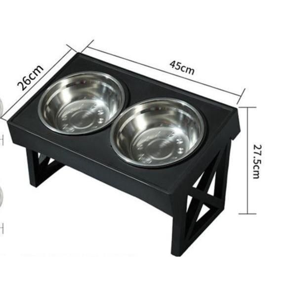 Comedero elevado para perros - Comedero doble - Comedero lento de acero inoxidable para perros altos con soporte elevado