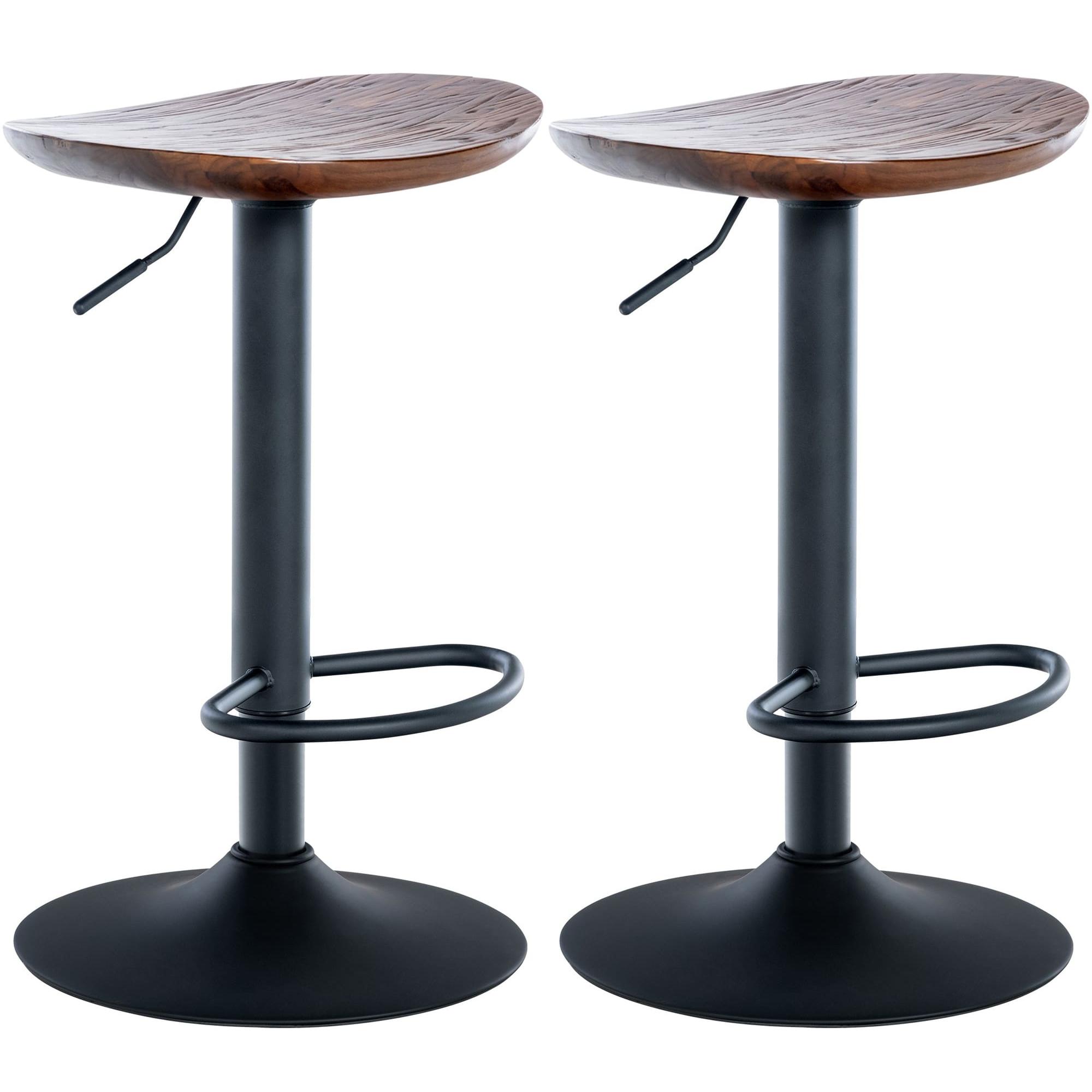 Set de 2 taburetes de bar Skelde en madera y metal Nogal
