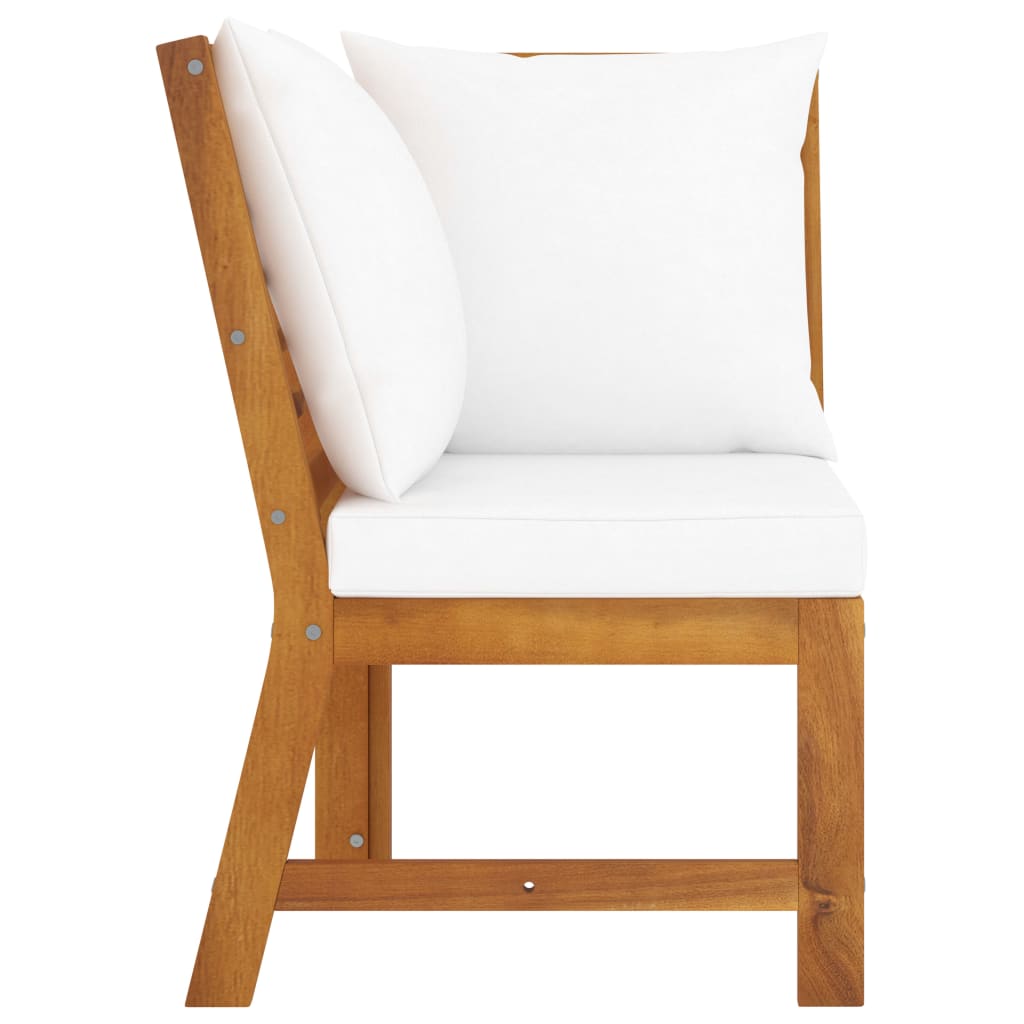 Sofá de Esquina Vidaxl Madera Maciza Acacia Cojines Crema