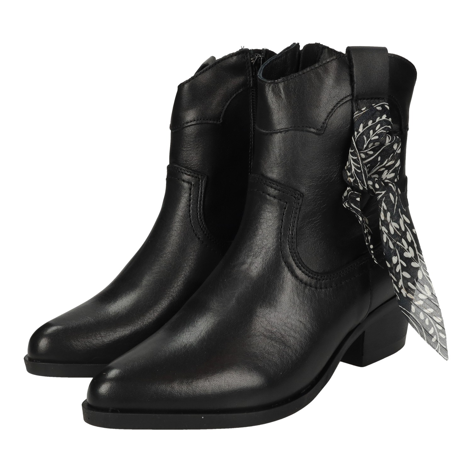 Botines marca ZAPATOP para mujer en color negro. Botines de piel para mujer marca Goodstep, cowboy, hechos en Portugal